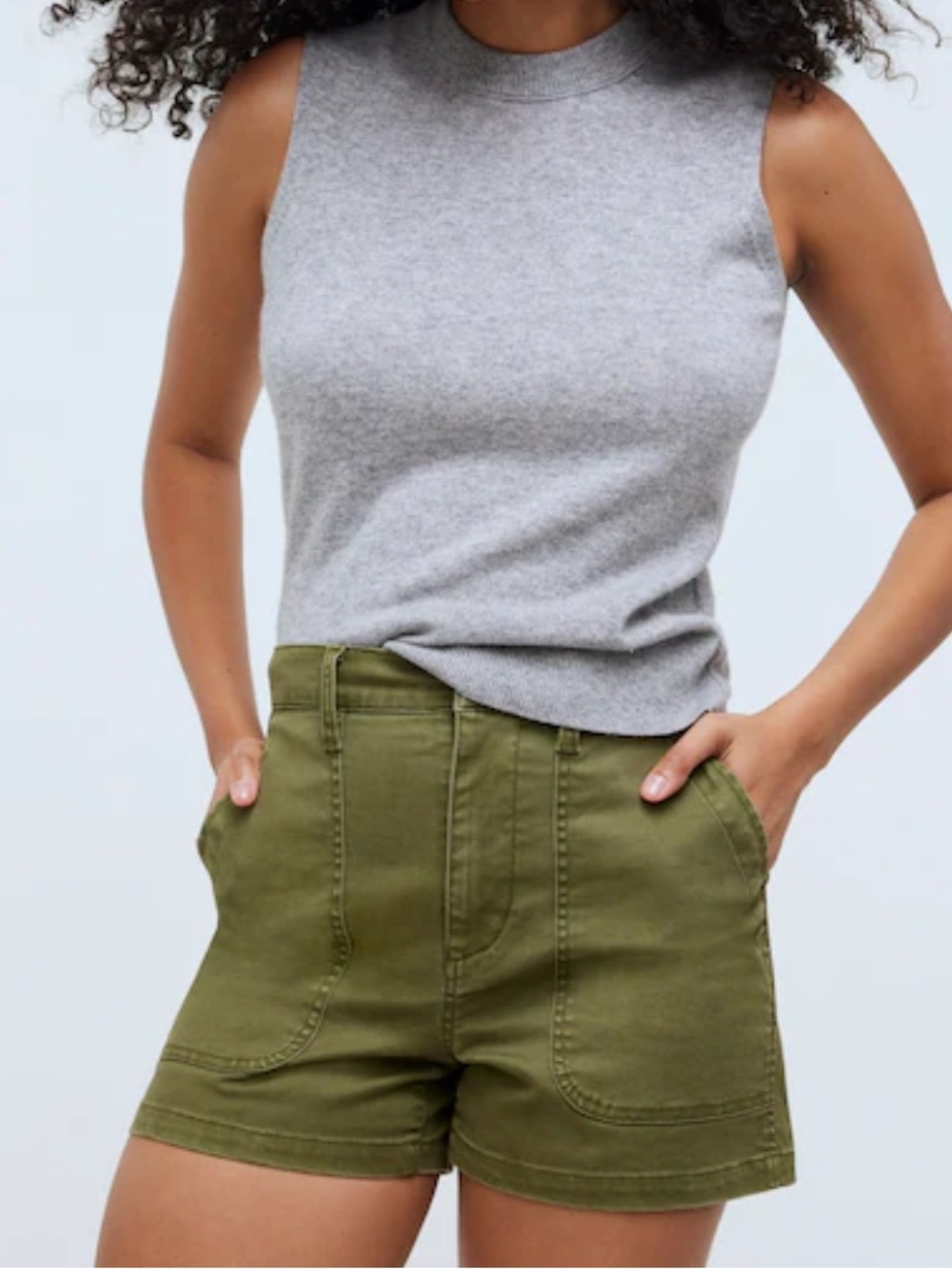 Madewell Olive Utility High-Rise Shorts
